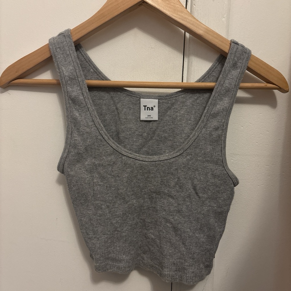 TNA Gray Fitted Crop Tank Top